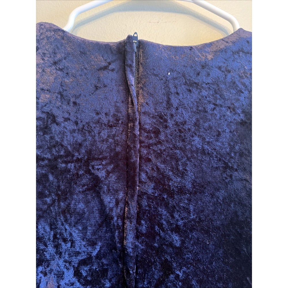 Vintage 90s Blue Velvet Midi Dress Y2K Bell Whimsigoth Skater Skirt 9 Sleeveless - Picture 10 of 16